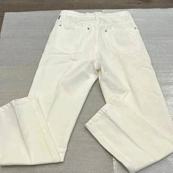[W28L26] Versace Jeans Signature Ittierre Cream White Button Fly High Rise Jeans - Picture 5 of 10